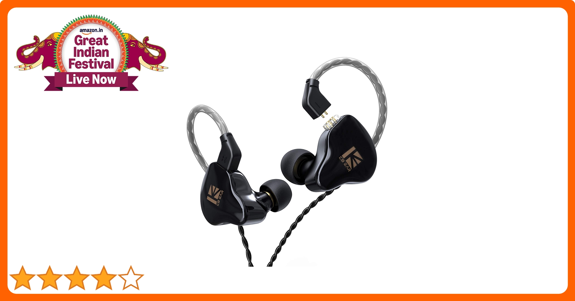 KBEAR KS1 Wired in ear Headphones, Deep Bass iem Earbuds